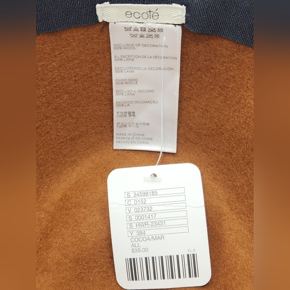 Ecote Urban Outfitters Boho Wool Brown Fedora Wide Brim Hat Rust One Size - Picture 6 of 12